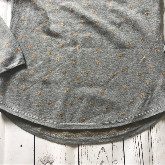 Ann Taylor LOFT gray sweater w gold polka dots S - Picture 5 of 7